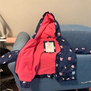 Carter's Navy Jean Jacket with Pink Lining